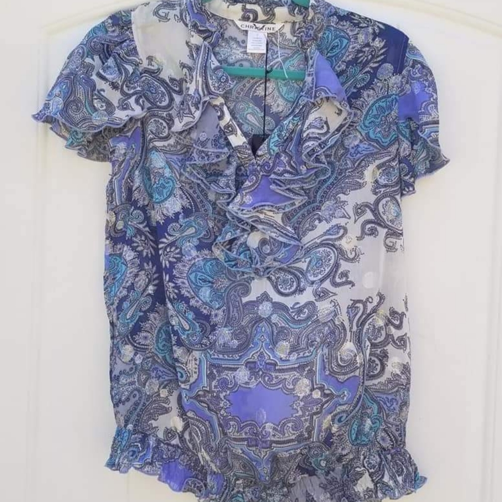 Ruffle Vneck Blouse